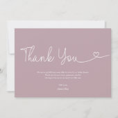 Blush Pink Baby Girl Dusche Script Herz Dankeskarte (Vorderseite)