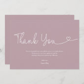 Blush Pink Baby Girl Dusche Script Herz Dankeskarte (Vorne/Hinten)