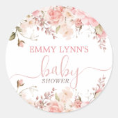 Blush Pink Baby In Bloom Baby Shower  Runder Aufkleber (Vorderseite)