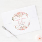 Blush Pink Baby In Bloom Baby Shower  Runder Aufkleber (Umschlag)