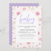 Blush Pink Baby in Blütenbaby Dusche Einladung (Vorne/Hinten)