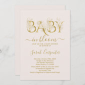 Blush Pink Baby in Blütendusche Girl Einladung (Vorne/Hinten)