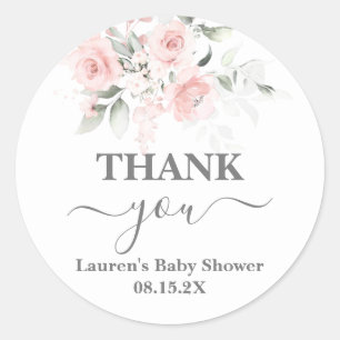 Blush Pink Baby Shower Girl Classic Round Sticker