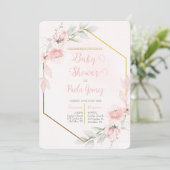 Blush Pink Baby Shower Girl Einladung (Stehend Vorderseite)