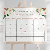Blush Pink Baby Shower Guess Due Date Calendar Poster