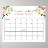 Blush Pink Baby Shower Guess Due Date Calendar Poster (Vorne)
