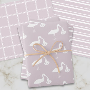 Blush Pink Baby Shower Stork Delivery Monogram Geschenkpapier Set