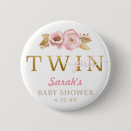 Blush Pink Baby Showknopf Button (Vorderseite)