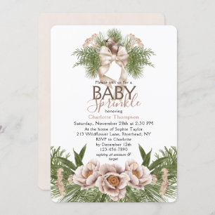Blush Pink Baby Sprinkle Winter Floral Baby Dusche Einladung