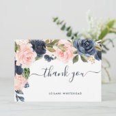 Blush Pink Babydusche Bloral Dankeskarte (Stehend Vorderseite)