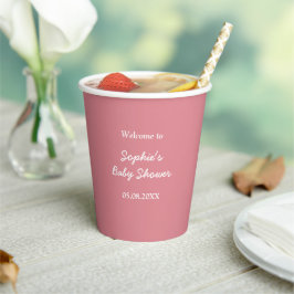 Blush Pink Babydusche Papiertüten Pappbecher