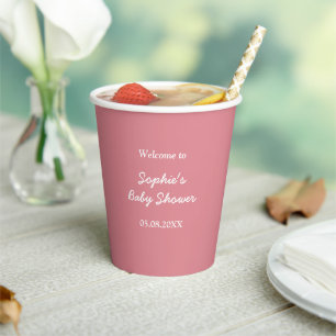 Blush Pink Babydusche Papiertüten Pappbecher