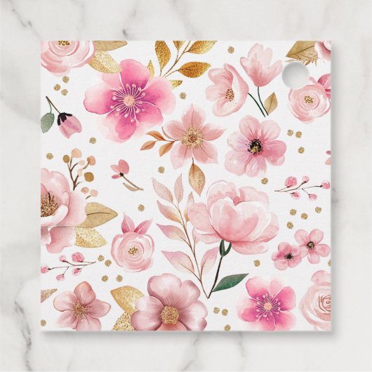 Blush Pink Babydusche Vielen Dank für Ihre Unterst Geschenkanhänger (Rückseite)