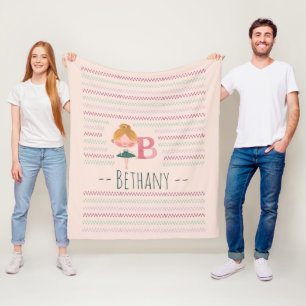Blush Pink Ballerina Monogram B - Personalisiert A Fleecedecke
