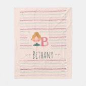 Blush Pink Ballerina Monogram B - Personalisiert A Fleecedecke (Vorderseite)