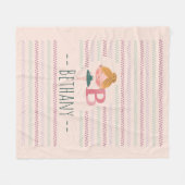 Blush Pink Ballerina Monogram B - Personalisiert A Fleecedecke (Vorderseite (Horizontal))