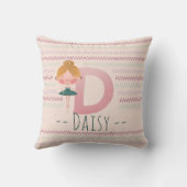 Blush Pink Ballerina Monogram D - Personalisiert A Kissen (Rückseite)