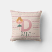 Blush Pink Ballerina Monogram D - Personalisiert A Kissen (Vorderseite)