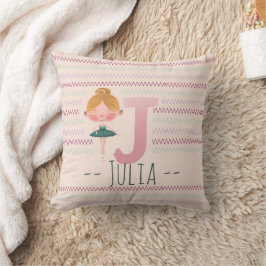 Blush Pink Ballerina Monogram J - Personalisierte  Kissen