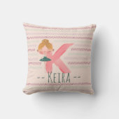 Blush Pink Ballerina Monogram K - Personalisierte Kissen (Vorderseite)
