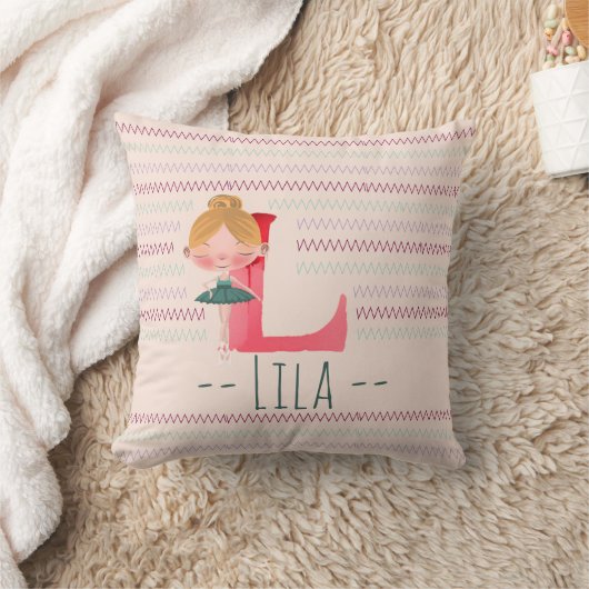 Blush Pink Ballerina Monogram L - Personalisierte  Kissen (Decke)