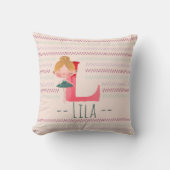 Blush Pink Ballerina Monogram L - Personalisierte  Kissen (Vorderseite)
