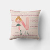 Blush Pink Ballerina Monogram N - Personalisiert A Kissen (Rückseite)