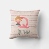 Blush Pink Ballerina Monogram Q – Personalized Art Kissen (Rückseite)
