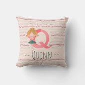 Blush Pink Ballerina Monogram Q – Personalized Art Kissen (Vorderseite)