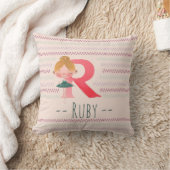 Blush Pink Ballerina Monogram R - Personalisierte Kissen (Decke)