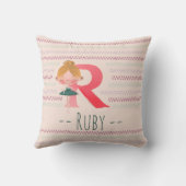 Blush Pink Ballerina Monogram R - Personalisierte Kissen (Rückseite)