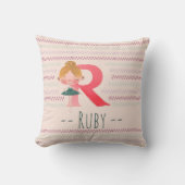 Blush Pink Ballerina Monogram R - Personalisierte Kissen (Vorderseite)