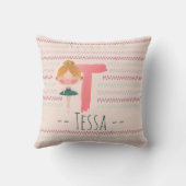 Blush Pink Ballerina Monogram T – Personalized Art Kissen (Rückseite)
