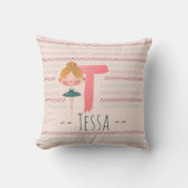Blush Pink Ballerina Monogram T – Personalized Art Kissen (Vorderseite)
