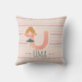 Blush Pink Ballerina Monogram U - Personalisiert A Kissen (Rückseite)