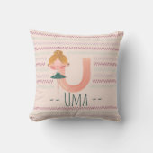 Blush Pink Ballerina Monogram U - Personalisiert A Kissen (Vorderseite)