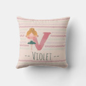 Blush Pink Ballerina Monogram V - Personalisierte  Kissen (Rückseite)