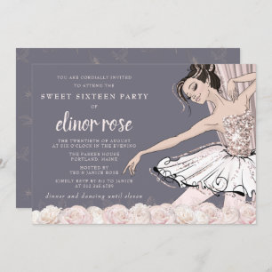 Blush Pink Ballerina Sweet 16 Party Einladung