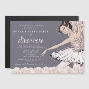 Blush Pink Ballerina Sweet 16 Party Magneteinladung