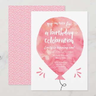 Blush Pink Ballon Geburtstag Einladung