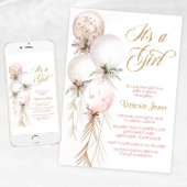 Blush Pink Balloon Baby Dusche Einladung