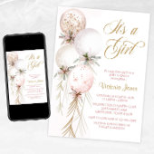 Blush Pink Balloon Baby Dusche Einladung