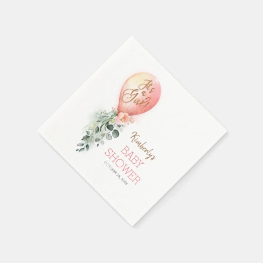 Blush Pink Balloon Garland Elegante Babydusche Serviette (Ecke)
