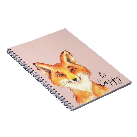 Blush Pink Be Happy Fox Notizblock (Rechte Seite)