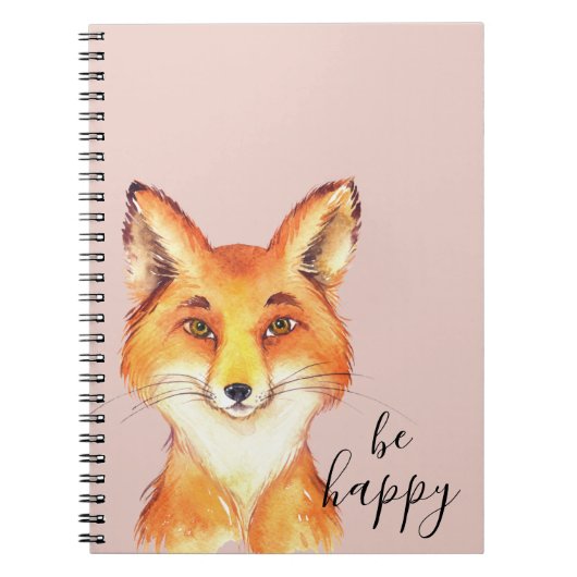 Blush Pink Be Happy Fox Notizblock (Vorderseite)