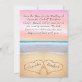 Blush Pink Beach Hochzeit 2 Herz Sand Hochzeit Einladung (Rückseite)