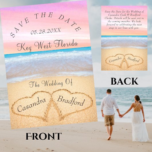 Blush Pink Beach Hochzeit 2 Herz Sand Hochzeit Einladung