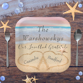Blush Pink Beach Hochzeit 2 Herz Sand Hochzeit Pappteller