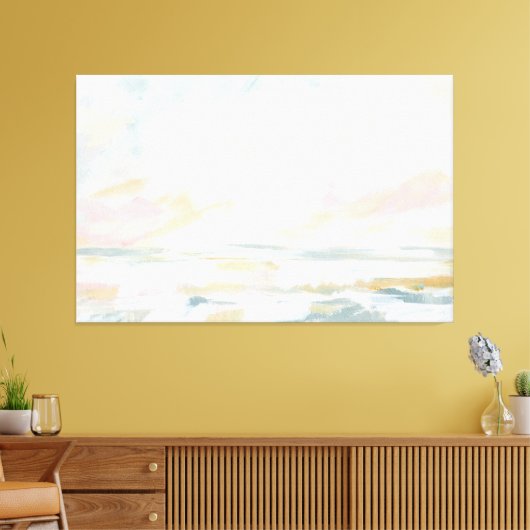 Blush Pink Beach Seascape Fine Art Canvas Print Leinwanddruck (Insitu (Wohnzimmer))