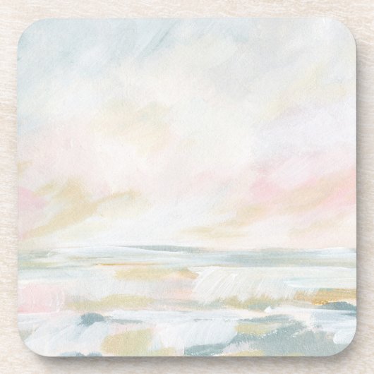 Blush Pink Beach Seascape Kunststoff-Untersetzer Getränkeuntersetzer (Vorderseite)